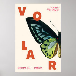 Barcelona Vlinder Expositie Print Mid-Century