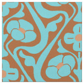 Barcelona Wall Flowers Copper en Turquoise Stof (Close Up)