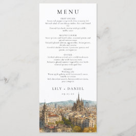 Barcelona Watercolor Destination Wedding Menu