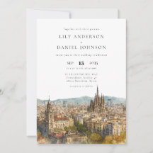 Barcelona Watercolor Elegant Wedding