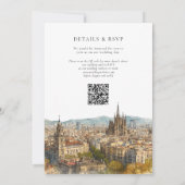 Barcelona Watercolor QR Code Huwelijk Kaart (Achterkant)