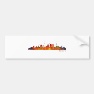 Barcelona watercolor skyline v01 bumpersticker
