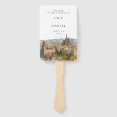 Barcelona Watercolor Wedding Program Handwaaier (Voorkant)