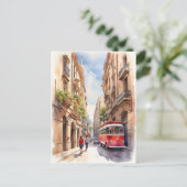 Barcelona waterverf kunst briefkaart (Staand voorkant)