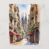 Barcelona waterverf kunst briefkaart (Voorkant)