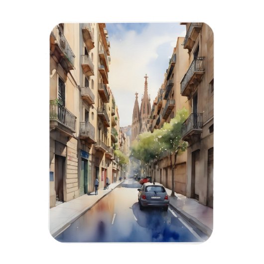 Barcelona waterverf kunst magneet (Verticaal)