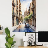 Barcelona waterverf kunst poster (Thuiskantoor)