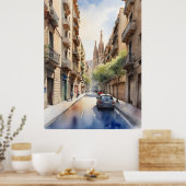 Barcelona waterverf kunst poster (Keuken)