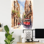 Barcelona waterverf kunst poster (Thuiskantoor)
