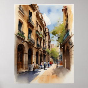 Barcelona waterverf kunst poster