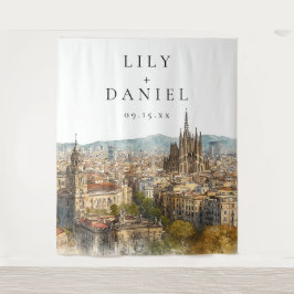 Barcelona Wedding Photo Backdrop Wandkleed
