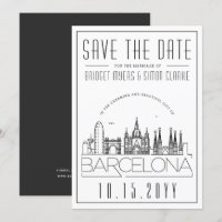 Barcelona Wedding Stylized Skyline Save the Date
