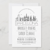 Barcelona Wedding | Veldlijnuitnodiging Kaart (Voorkant)