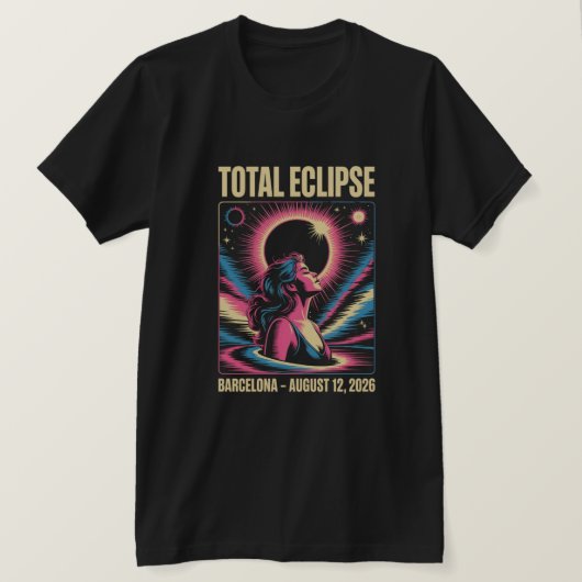 Barcelona Zonsverduistering 2026 T-shirt (Design voorkant)