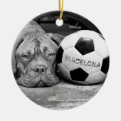 Barcelona's soccer fanatic dog. Barcelona, Spain Keramisch Ornament (Voorkant)