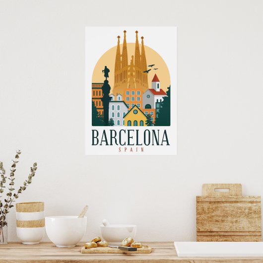 BarcelonaSkyline Poster (Keuken)