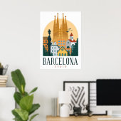 BarcelonaSkyline Poster (Thuiskantoor)