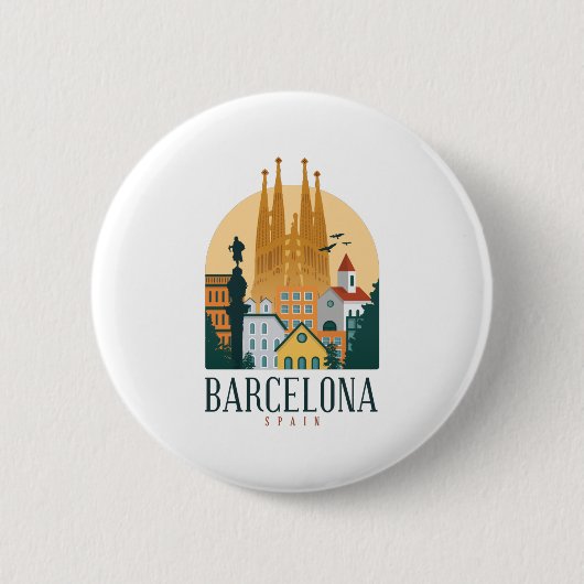 BarcelonaSkyline Ronde Button 5,7 Cm (Voorkant)