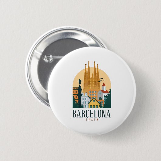 BarcelonaSkyline Ronde Button 5,7 Cm (Voorkant /achterkant)