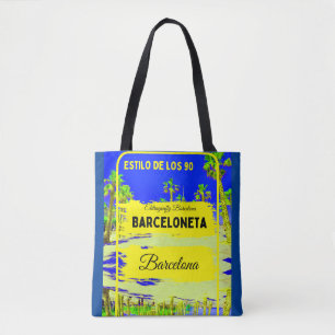 Barceloneta, Barcelona stijl tas-donkerblauw Tote Bag