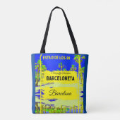 Barceloneta, Barcelona stijl tas-donkerblauw Tote Bag (Achterkant)
