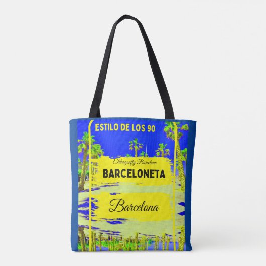 Barceloneta, Barcelona stijl tas-donkerblauw Tote Bag (Achterkant)