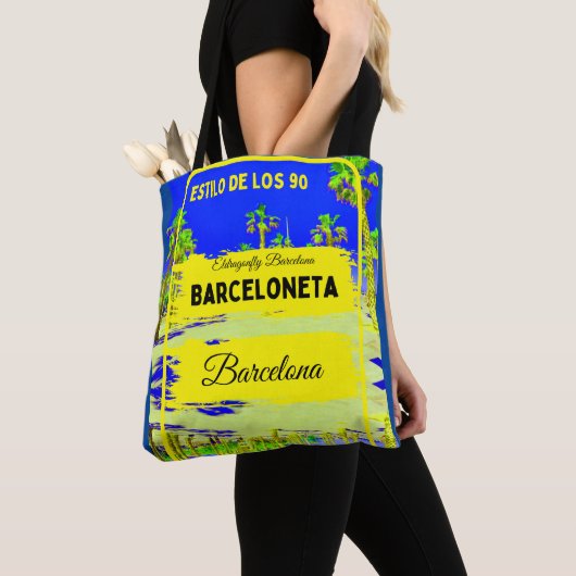 Barceloneta, Barcelona stijl tas-donkerblauw Tote Bag (Dichtbij)