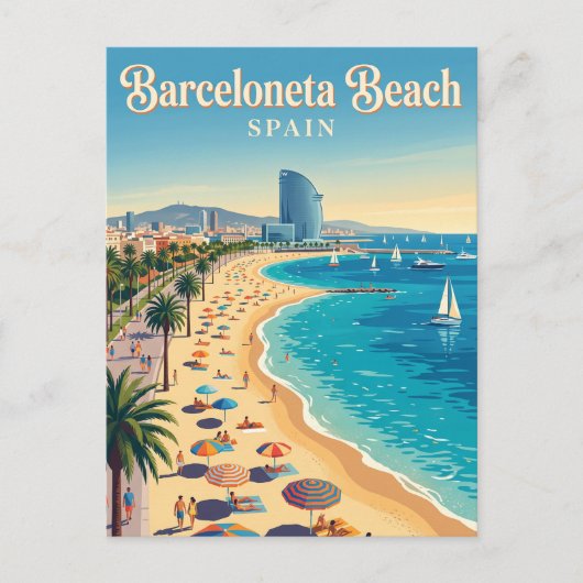 Barceloneta-strand Spanje Briefkaart (Voorkant)