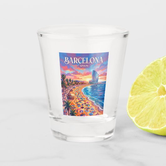 Barceloneta-strand Spanje Shot Glas (Voorkant)