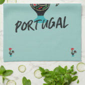 Barcelos Haan, Portugees Symbool op blauw Theedoek (Gevouwen)