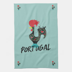 Barcelos Haan, Portugees Symbool op blauw Theedoek