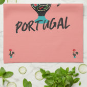 Barcelos Haan, Portugees Symbool op roze Theedoek (Gevouwen)