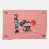 Barcelos Haan, Portugees Symbool op roze Theedoek (Horizontaal)