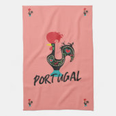 Barcelos Haan, Portugees Symbool op roze Theedoek (Verticaal)