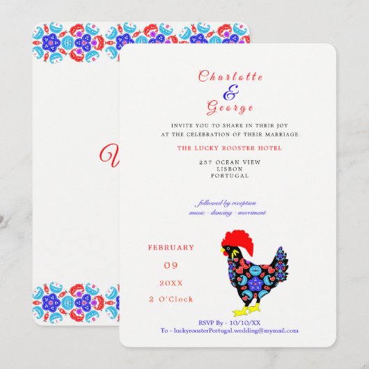 Barcelos Rooster Portugees Nationaal Embleem Kaart (Voorkant / Achterkant)