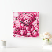 Bärchen Rehkitz Weihnachten Christmas Vierkante Klok (Huis)