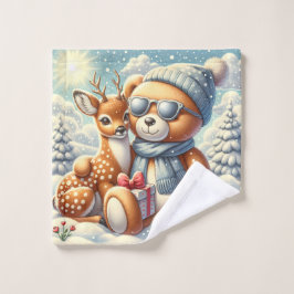 Bärchen Rehkitz Weihnachten Christmas Washandje