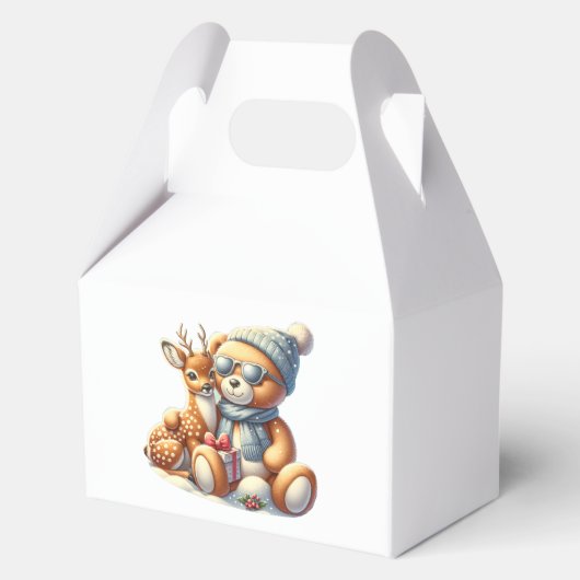 Bärchen und sein Rehkitz im Schnee Bedankdoosjes (Achterkant)