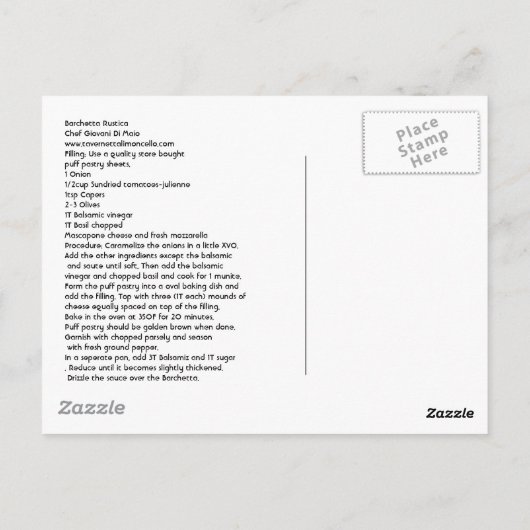 Barchetta Rustica Briefkaart (Achterkant)