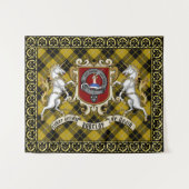 Barclay Clan Badge & Eenhoorns w/Tartan Ingelijst Wandkleed (Voorkant (horizontaal))