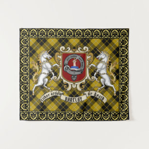 Barclay Clan Badge & Eenhoorns w/Tartan Ingelijst Wandkleed