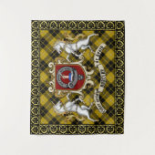 Barclay Clan Badge & Eenhoorns w/Tartan Ingelijst Wandkleed (Voorkant)