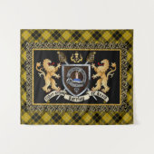 Barclay Clan Badge & Motto w/Lions Tapestry Wandkleed (Voorkant (horizontaal))