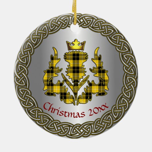 Barclay Clan Badge/Tartan Thistle Personalized Keramisch Ornament (Achterkant)
