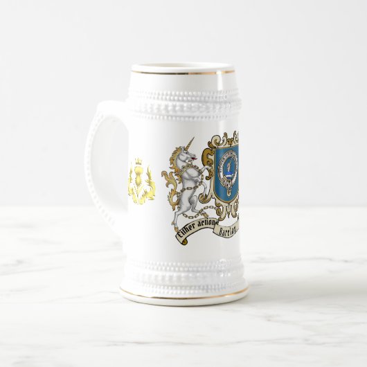 Barclay Clan Badge & Unicorn Bierpul (Voorkant links)