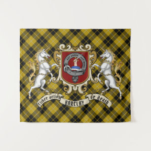 Barclay Clan Badge & Unicorns w & Tartan Wandkleed