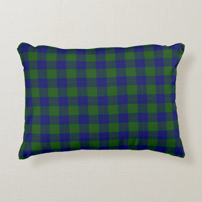 Barclay clan tartan blauwe groene vleid accent kussen (Voorkant)