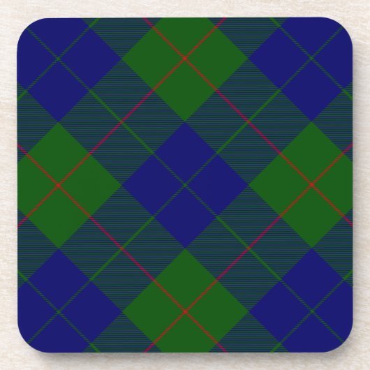 Barclay clan tartan blauwe groene vleid bier onderzetter (Voorkant)