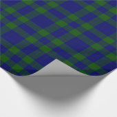Barclay clan tartan blauwe groene vleid cadeaupapier (Hoek)