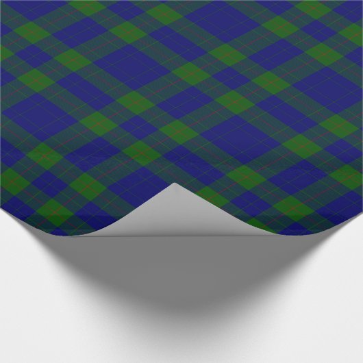 Barclay clan tartan blauwe groene vleid cadeaupapier (Hoek)